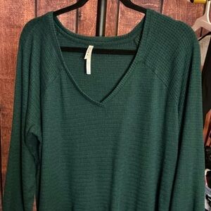 Sonoma Teal V-Neck Waffle Knit Top